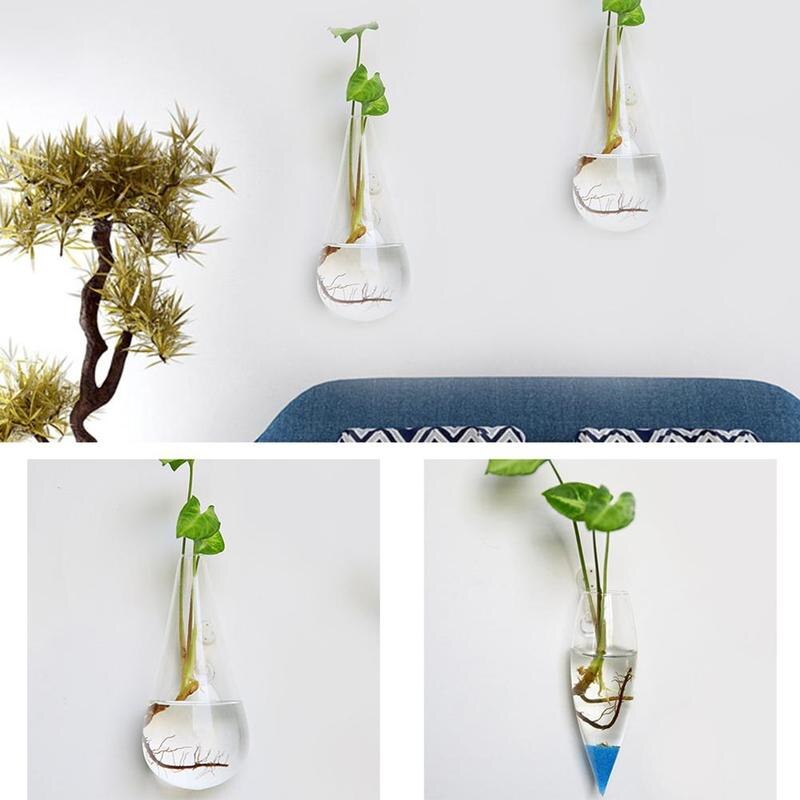 8 Shapes DIY Clear Hanging Glass Vase Flower Plants Terrarium Wall Fish Tank Aquarium Container Homw Decor