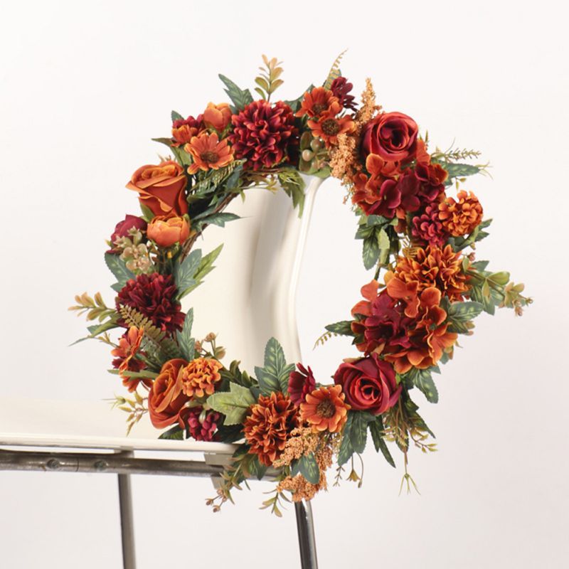Thanksgiving Crimson Rose Decoratie Krans Halloween Kerst Herfst Decoratie Festival Unieke Deur Opknoping Hanger