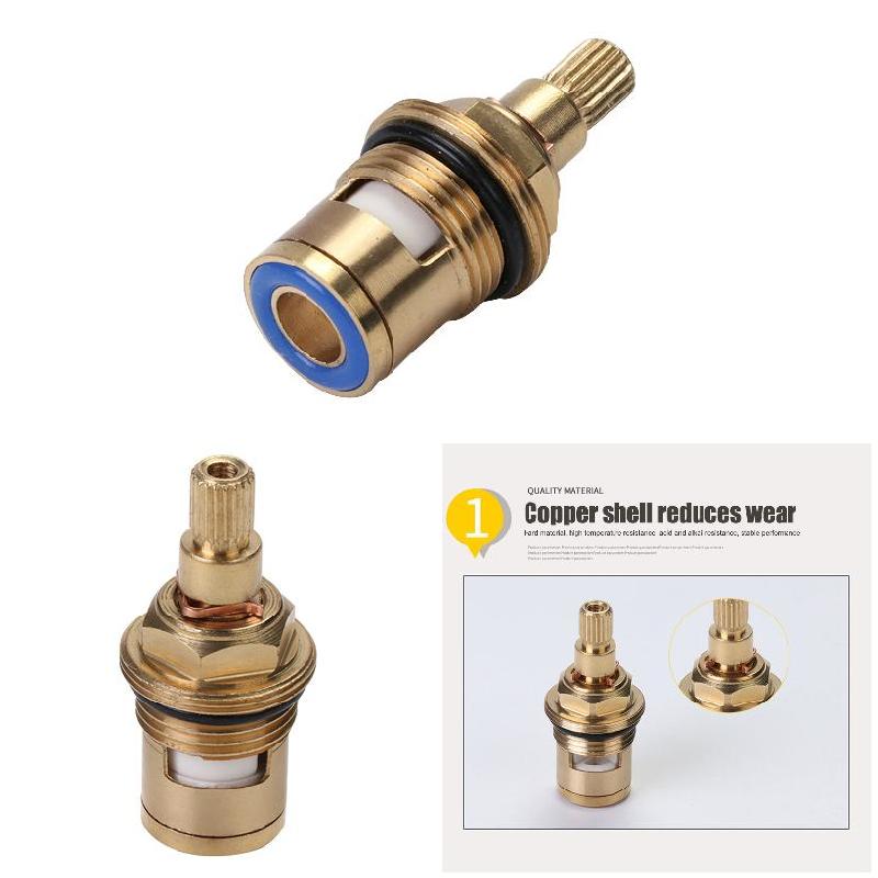 2 Pcs Replacement Tap Valves Ceramic Disc Gland Brass 20 Teeth 1/2 Inch Accessories Ship Faucet Cartridges Parts Ceramic spool