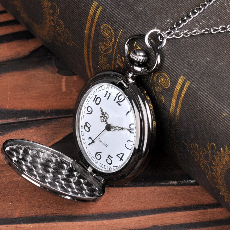 8003Smooth And Bright Retro Two-faced Pocket Watch Silver Pocket Watch With Necklace Pocket watch Two Colors To Choose