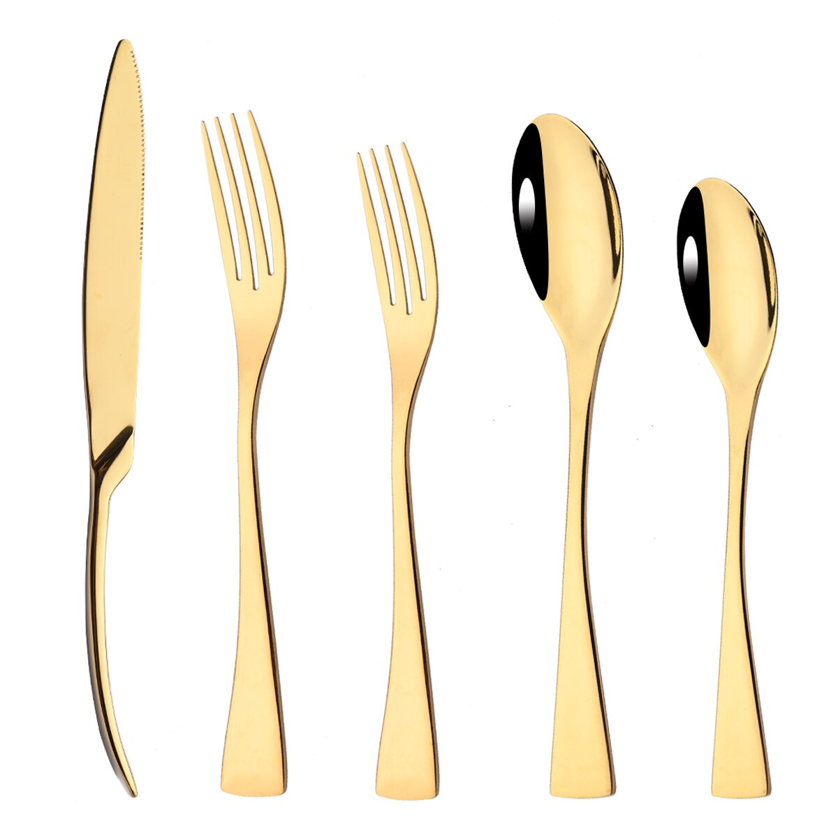 1/2/4Set 18/10 Stainless Steel Flatware Set Silver Dinnerware Dinner Knife Fork Dessert Spoon Cutlery Food Tableware: 2Set / Gold