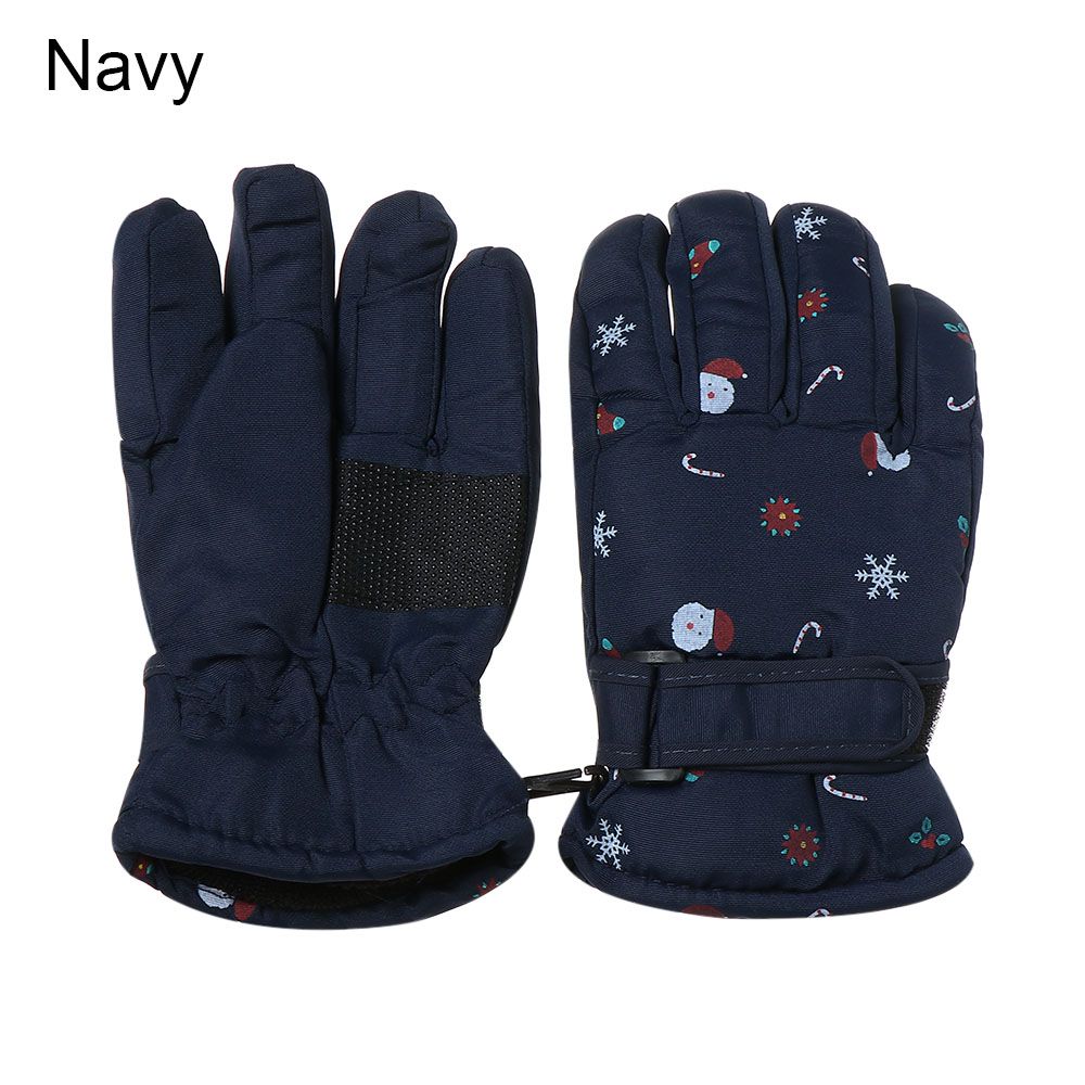 1 Paar Kinderen Ski Handschoenen Lange Mouwen Wanten Winter Winddicht Waterdicht Dikke Warm Antislip Herten Konijn 7-14 Jaar Oud: Navy