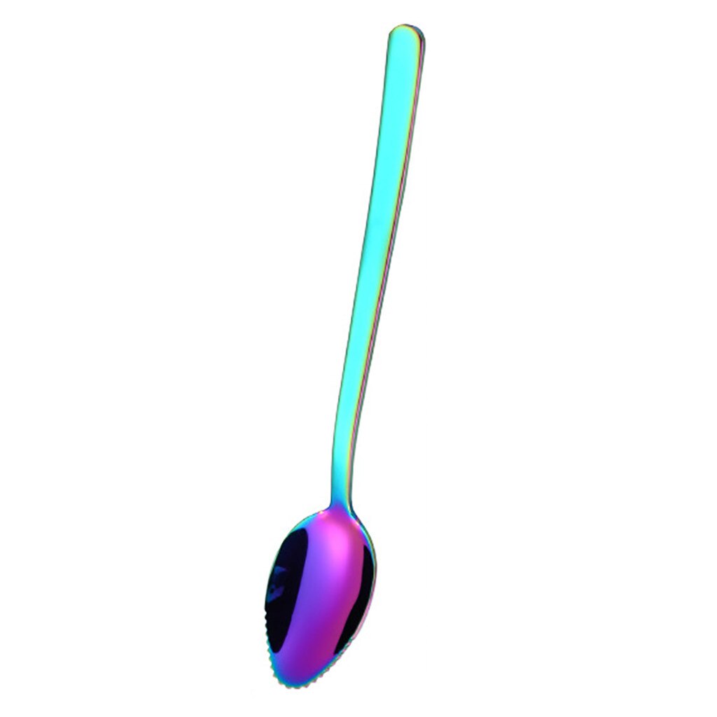 1 pc Colorful Handle Spoons Drink Tools Kitchen Gadget Fruit Food Scraping Aid Kitchen Restaurant Bar Supplies HX0812