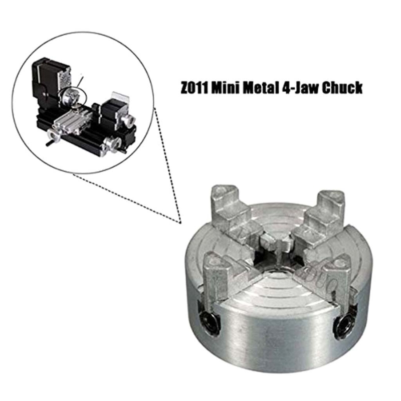 4 Jaw Lathe Chuck Wood Lathe Chuck Wood Turning Clamp Zinc Alloy Silver Milling Drilling Tool Threaded Back for machine M4YD