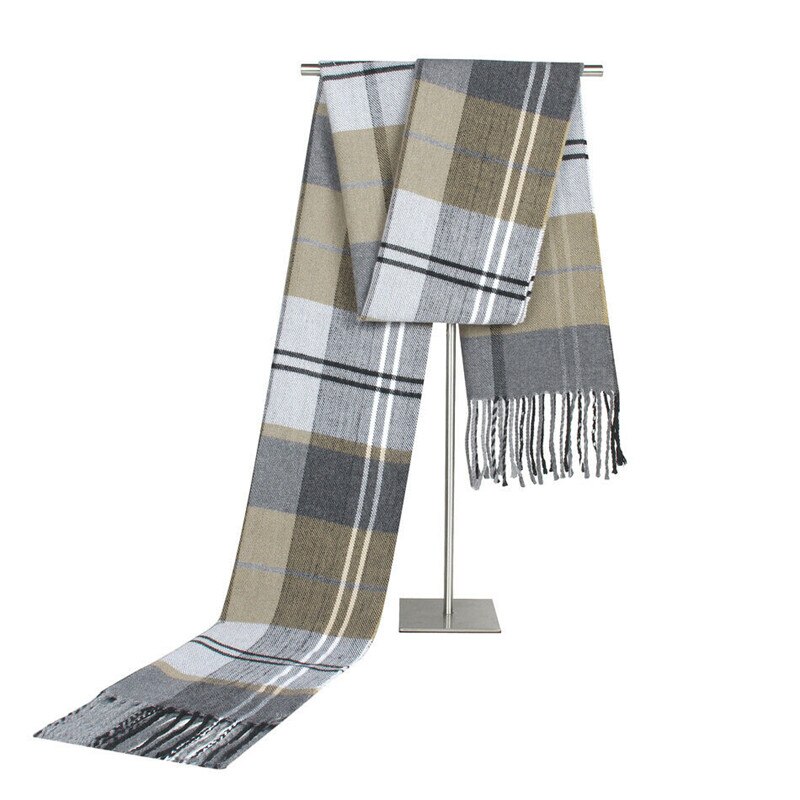 Scarf Mens Fine Thermal Tartan Scarves Winter Warm Soft Shawl Business Check Plaid Neck Wraps 190cm Long Scarf: A