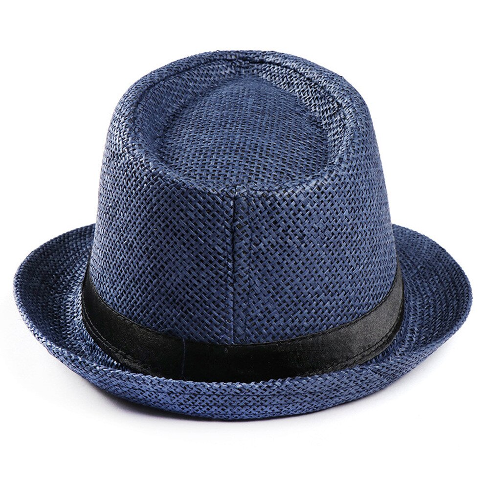 Chapeaux de paille à bord rond à large bord, chapeaux d'été pour femmes, chapeau de Gangster Trilby unisexe, bandeau de plage,