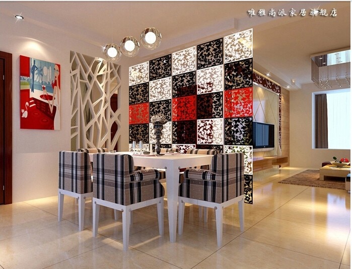 Room Dividers Tv Wall Stickers Screen Partition Entranceway Door Hanging Screen Cutout Grilles 4pcs/lot