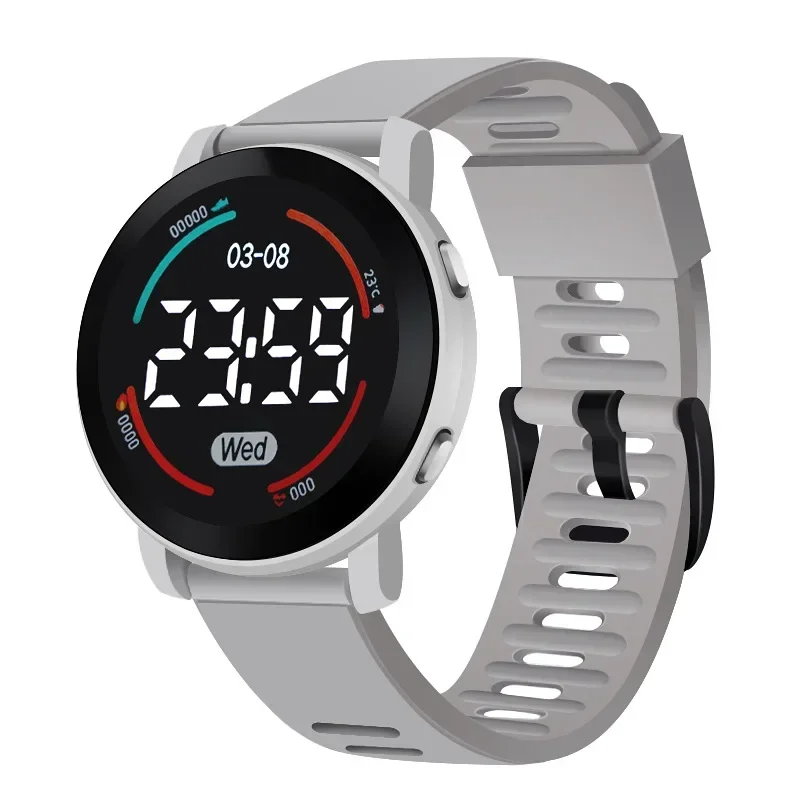 Reloj deportivo LED luminoso 2025, nueva , reloj electrónico redondo resistente al agua, reloj Digital para hombres y mujeres, Relojes Electrónicos: Azul oscuro