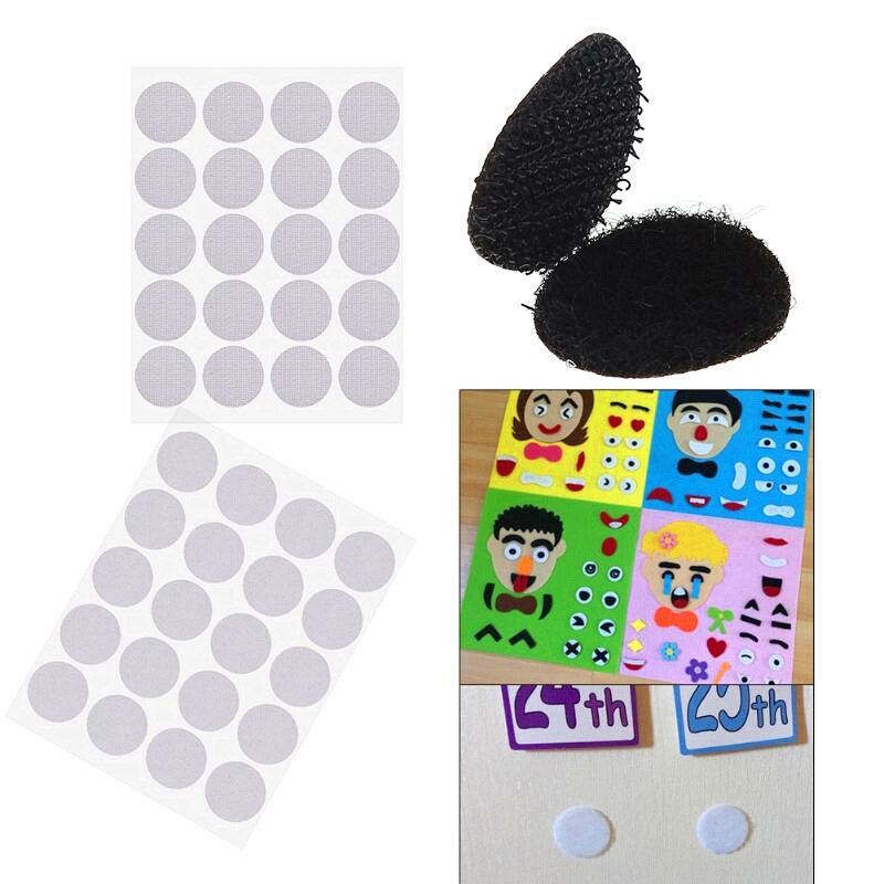 100Pairs/Black And White Round Double-Sided Velcro Tape, DIY Small Tear Self-Adhesive Tape, With Self-Adhesive Label
