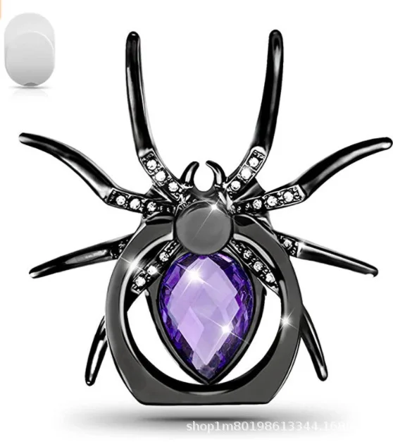 Universal Luxury Biling Diamond Metal Spider Mobile Phone Finger Ring Holder 360 Rotate Stand for iPhone Sumsang Huawei Xiaomi: PURPLE
