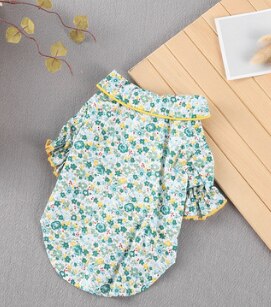 Pyjama pour animaux de compagnie en coton d'été pour petits chiens chats renard ours imprimé chien combinaison chiot chat vêtements Yorkshire vêtements manteaux: Jaune / S