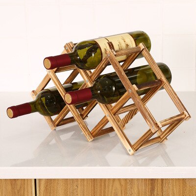 Wooden Wine racks bottle cabinet Collapsible stand Holders wood shelf organizer storage for retro display cabinet: 6 bottles-Antique