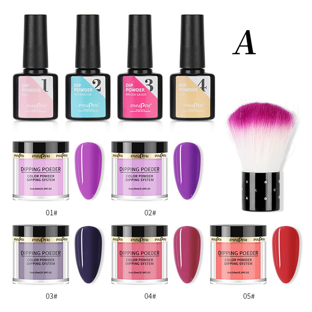 Kit de Inicio de polvo de inmersión en polvo para uñas, Kit de iniciación para uñas de estilo francés, Kit de polvo de inmersión portátil para uñas sin lámpara: type A