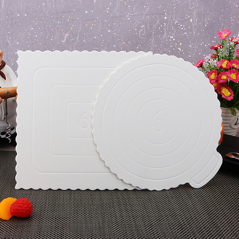 6 zoll 5 stücke Weiß Mousse Matte Boden Platz Kuchen Boards Runde Dessert Kuchen Display Tray Kuchen Keks Dekoration Boden kuchen Shop