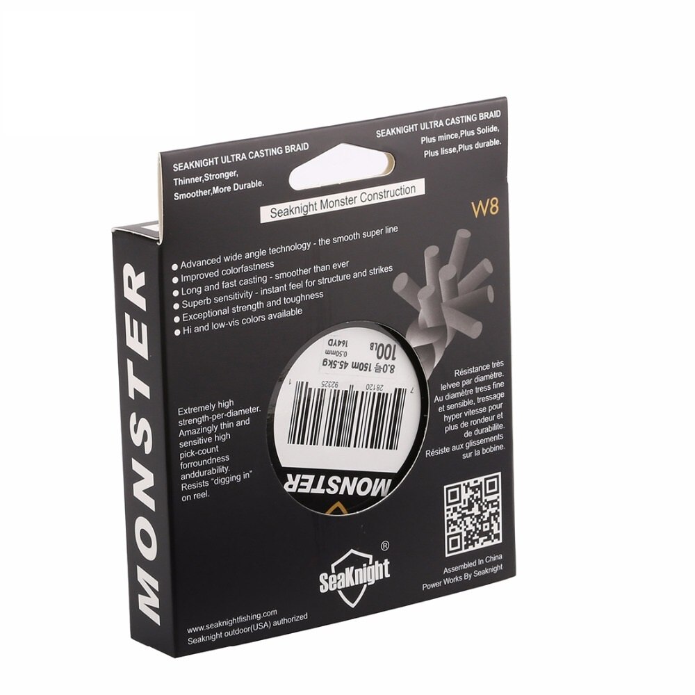 Monster- W8 150 Mt Geflochtene Angelschnur 8 Stränge Spinnt Super Dünne 0,8 # PE Multifilament Schwimmleine 15LB 6,8 KG 0,14mm