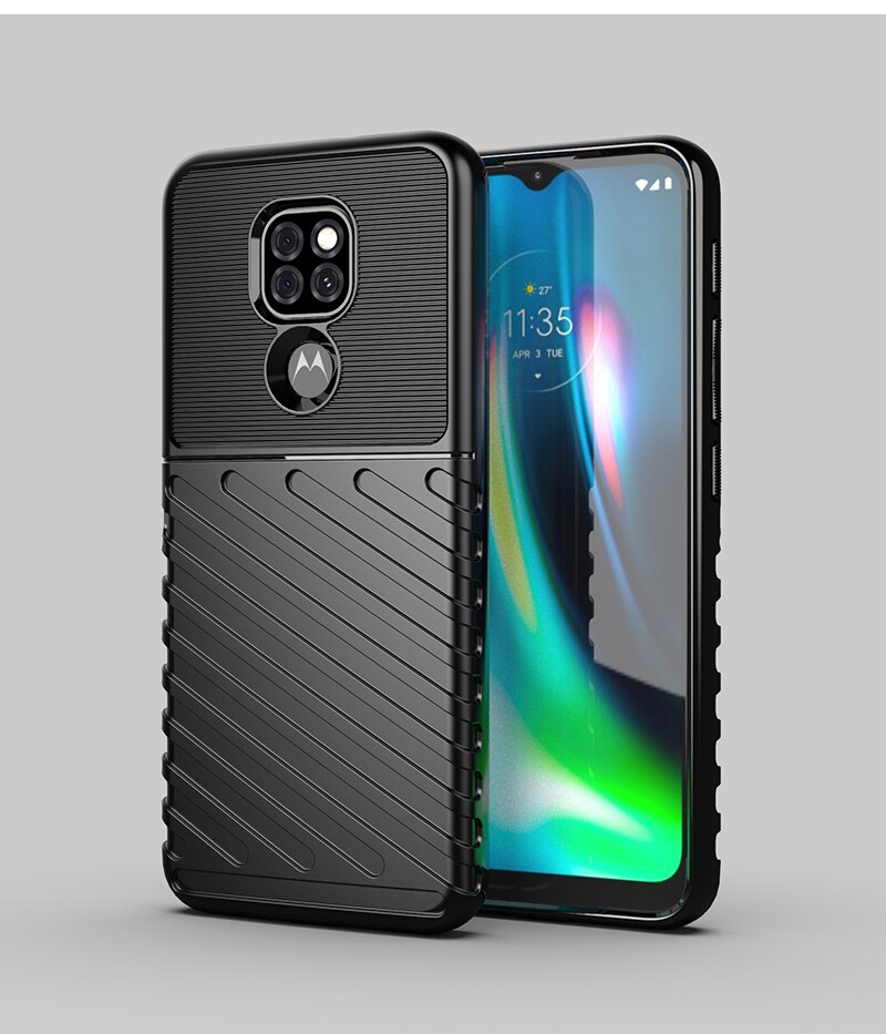 Robuuste Fiber Shield Cover Voor Motorola Moto G9 Play Case Anti-Klop Volledige Cover Case Voor Motorola G9 Spelen case Voor Moto G9 Spelen: For Moto G9 Play / Black