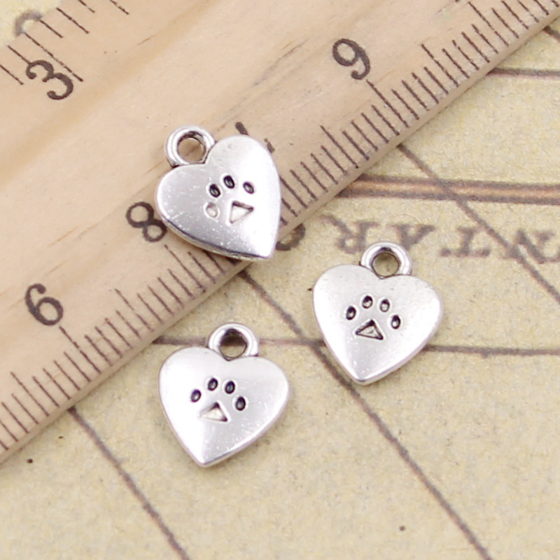 20 pcs Charms hart hond kat poot 12x9mm Tibetaans Verzilverd Hangers Antieke Sieraden Maken DIY Handgemaakte craft