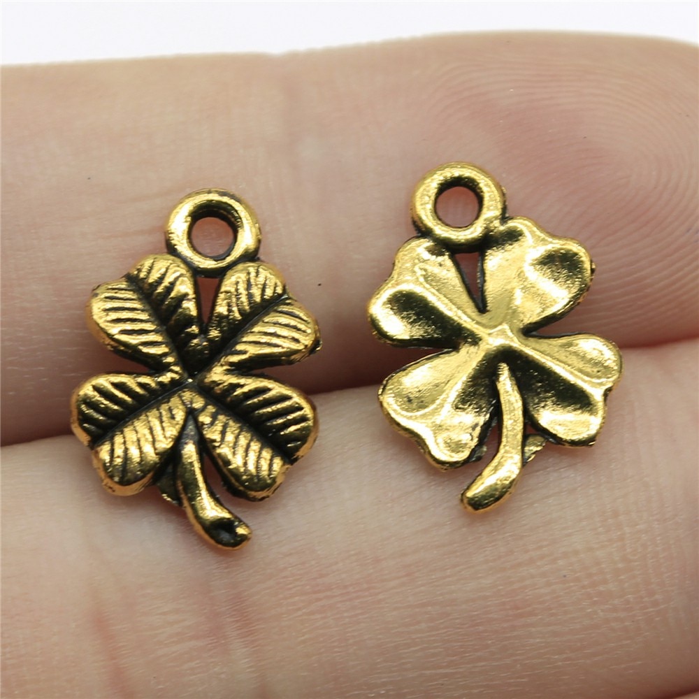 40pcs 17x11mm 3 Colors Lucky Irish Four Leaf Clover Charms DIY Handmade Jewelry Pendant