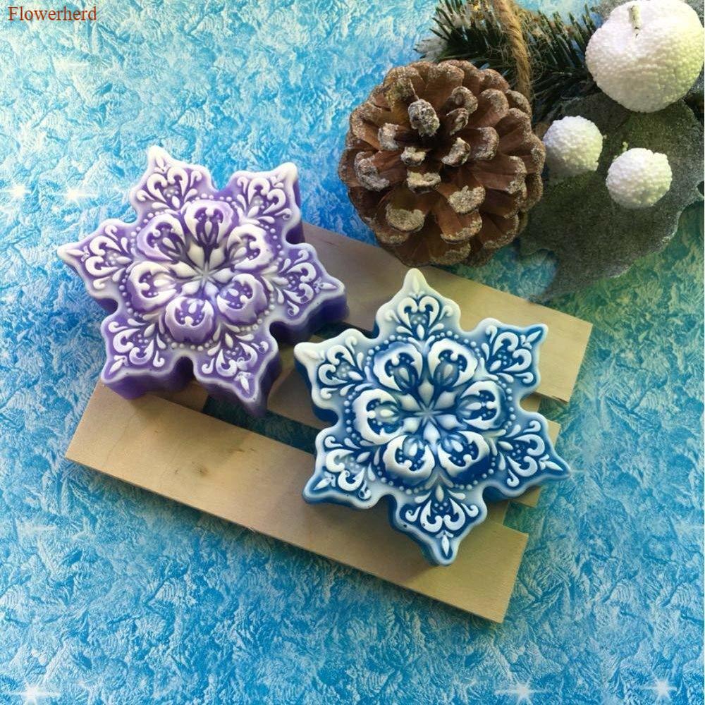 3d jul snöflinga form tvål silikonform tvåltillverkningsverktyg gör-det-själv fondantkaka choklad kexform handgjord silikonform
