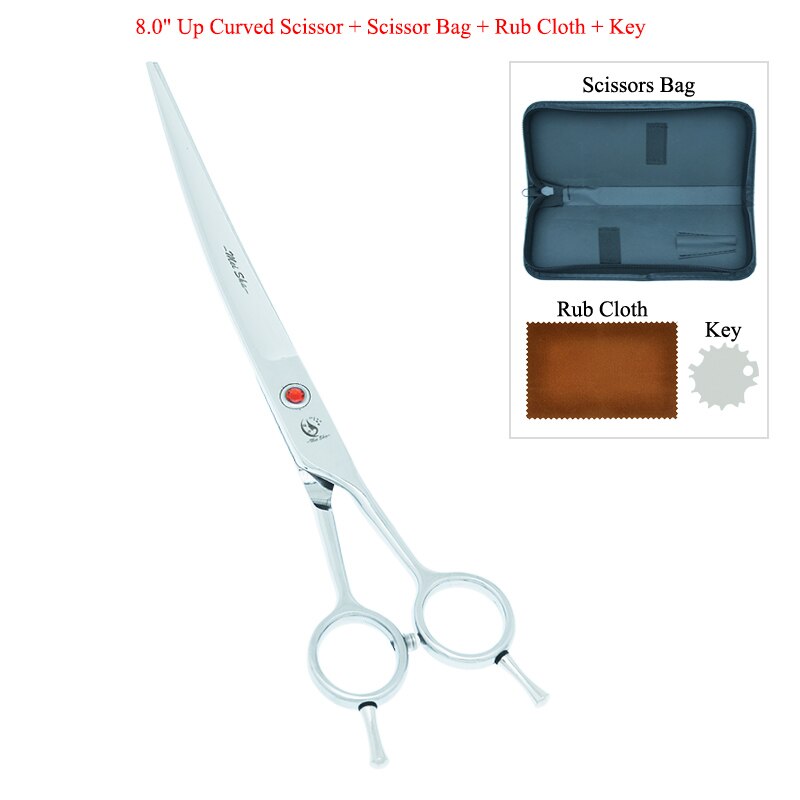 8.0 Inch Pets Grooming Scissors Japan 440C Straight Dogs Cutting Shears Curved Scissors Pets Hair Trimmer Animals Tijeras B0061A: B0061A-08-80