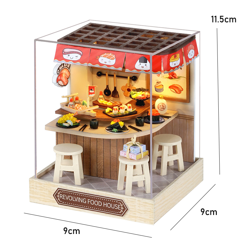 Casa de muñecas mágica, Kit de modelo de construcción de ensamblaje DIY en miniatura de madera, producción de juguetes de habitación pequeña, decoraciones con muebles: Amarillo fluorescente