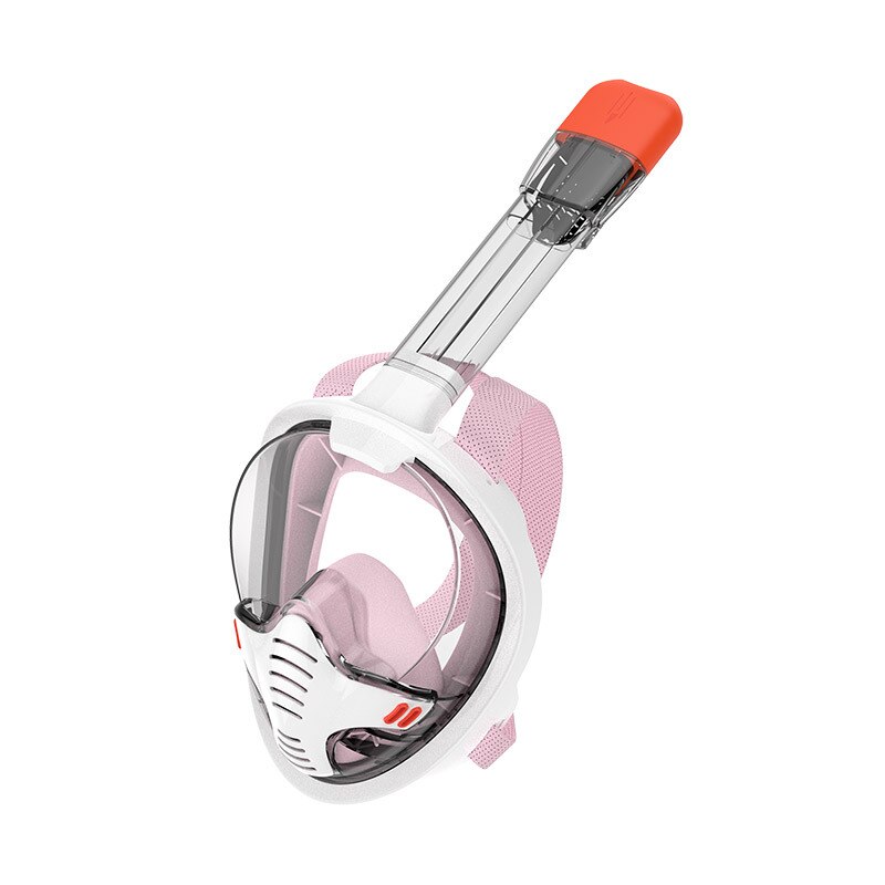 Underwater Scuba Anti Fog Full Face Diving Mask Snorkeling Single Breathing Tube Scuba Diving Equipment Swim Goggles: Pink / L/XL