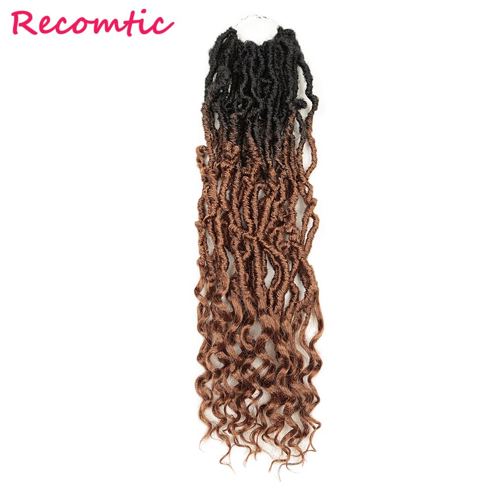 Recomtic 20inch Natural Synthetic Hair Extensions Goddess Nu Locs Crochet Braids Heat Resistant For Black Women