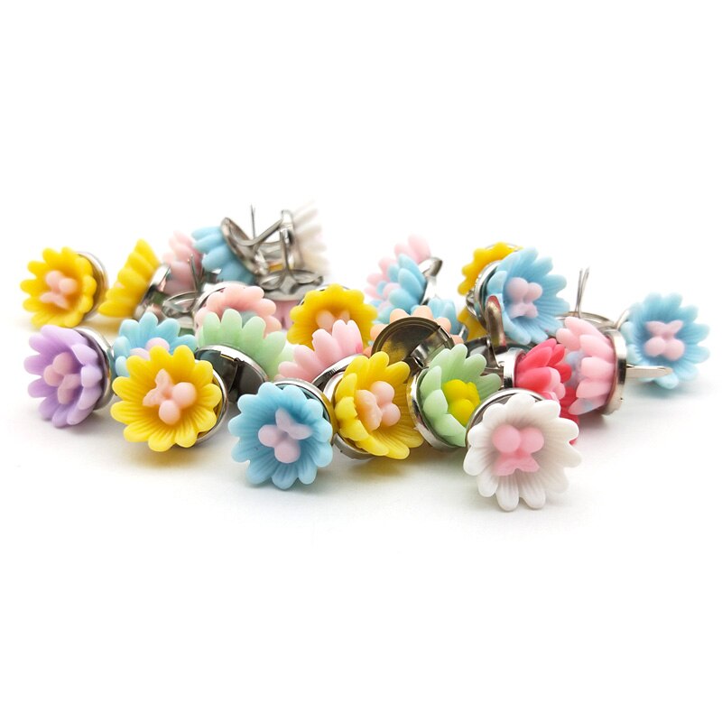 20pcs 14mm Cute Flowers Metal Brads Crafts Scrapbooking Diy Photo Album Decoration Supplies Embellishment Brads Accessories