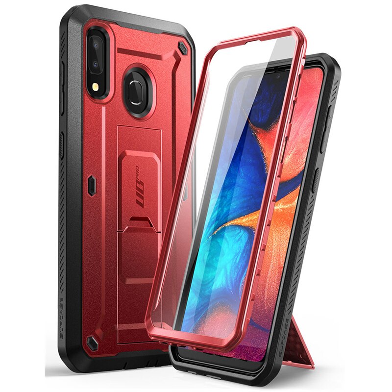 Supcase Voor Samsung Galaxy A20 /A30 Case Ub Pro Full-Body Robuuste Holster Case Cover Met Ingebouwde in Screen Protector &amp; Kickstand: MetallicRed