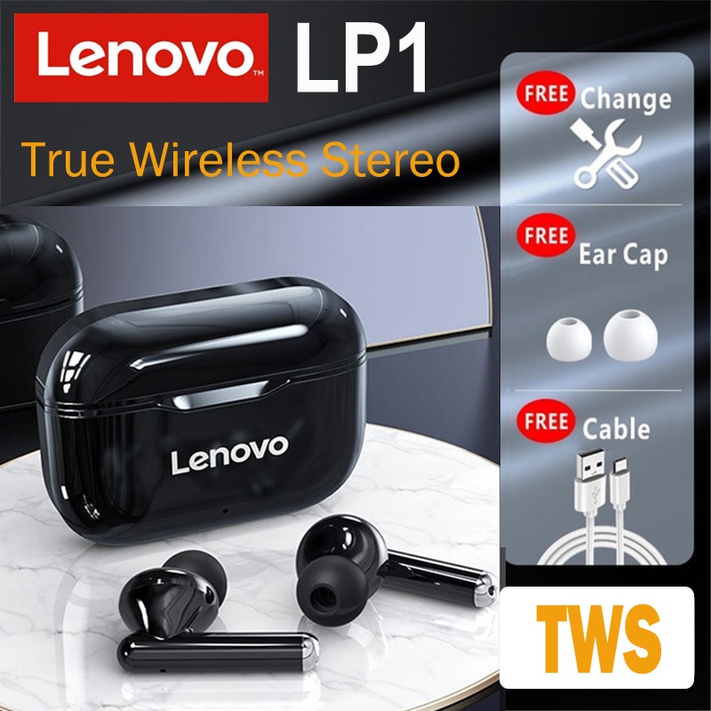 Lenovo LP1 TWS Bluetooth V5.0 auricolari 3D Stereo sport cuffie Wireless con doppio microfono auricolare auricolare per IOS Android