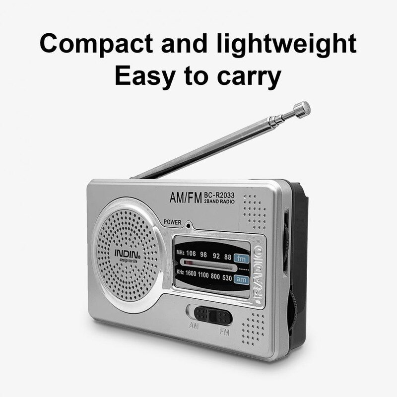 AM FM Radio Telescopic Antenna Full Band Portable Radio Receiver Retro FM World Pocket Radio Player for Elder R2033