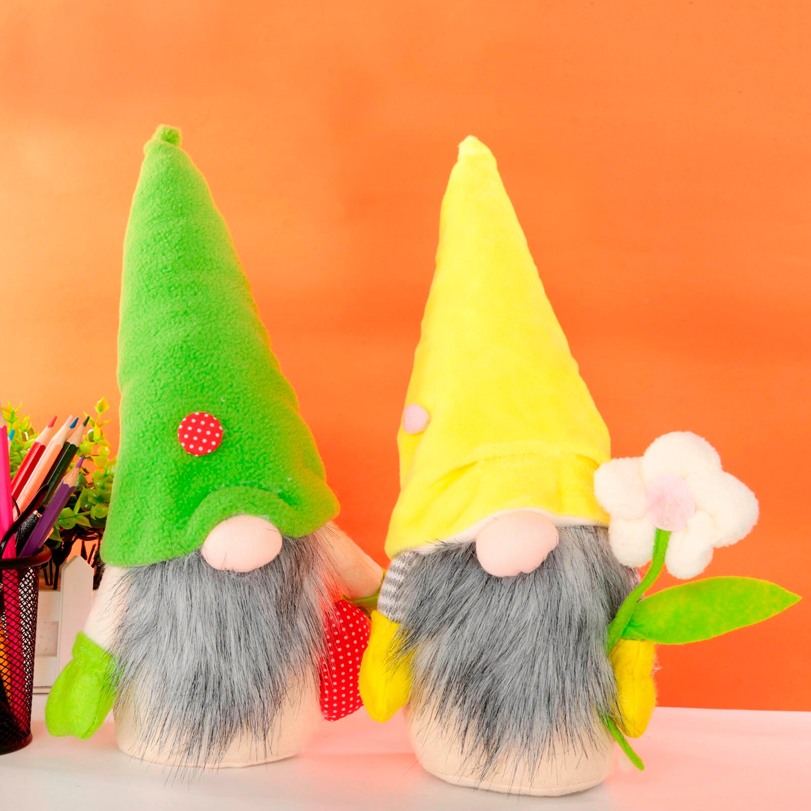 Mini Gnomes Pluche Speelgoed Pasen Dag Decoraties Slaapkamer Woonkamer Desktop Decoratie Groen/Geel Faceless Pop Voor