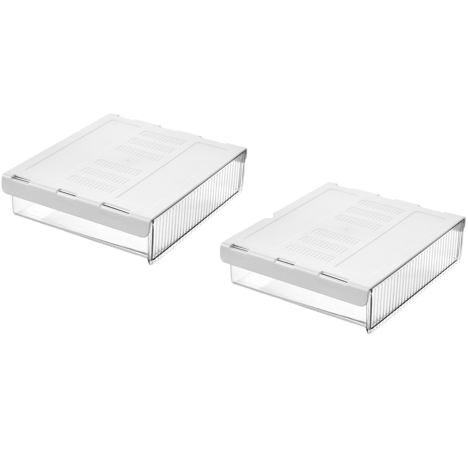 Cajón organizador de gran capacidad para debajo del escritorio, bandeja autoadhesiva, caja de almacenamiento para mesa, cajón de papelería para oficina, organizador para el hogar: 2pcs Transparent