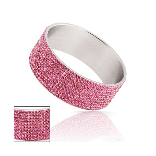 , joyería de , brazaletes de acero inoxidable, 10 filas, pulseras de cristal, colores mezclados: Rose