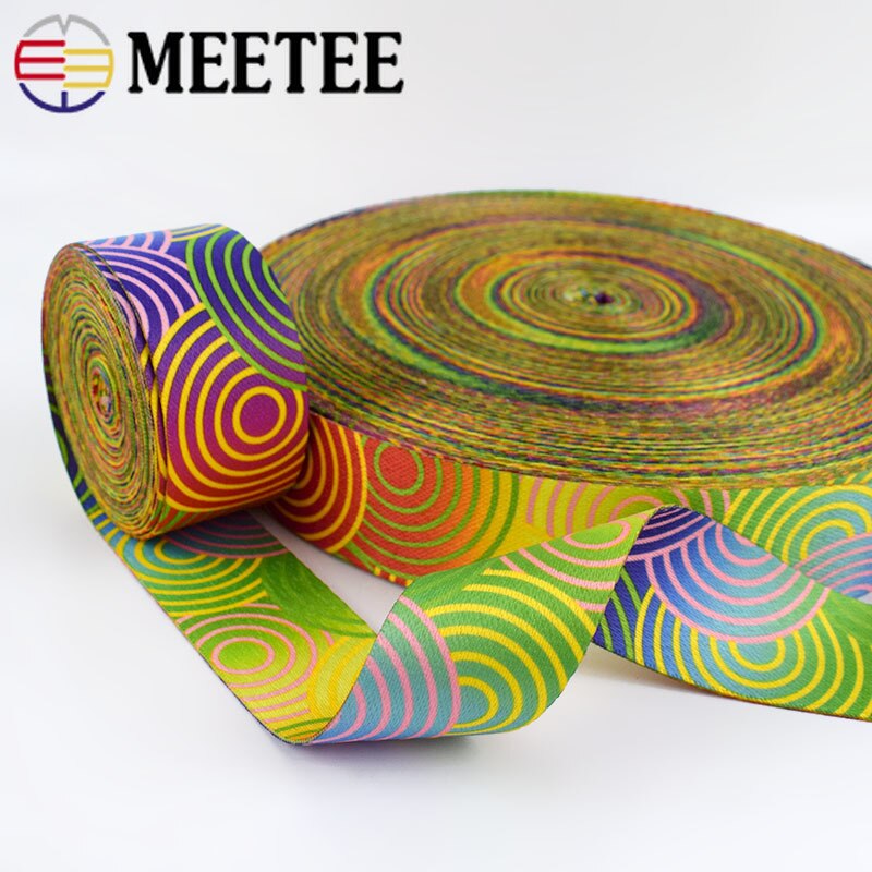 Meetee 5/10M 38Mm Gedrukt Etnische Jacquard Singels Zakken Riem Riem Lint Diy Textiel Kleding Riem decor Naaien Accessoire
