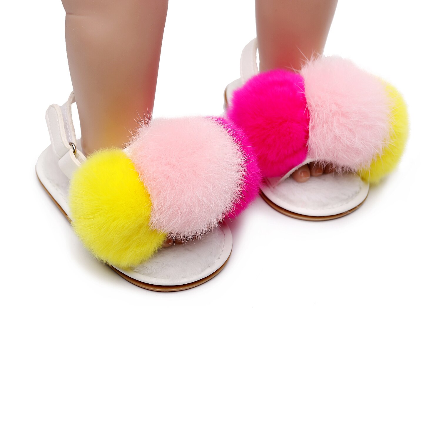 Sandales à pompons pour bébé fille, chaussures d'automne et d'hiver pour bébé, chaussures plates à semelles souples, pantoufles décontractées pour tout-petits, pré-marcheurs