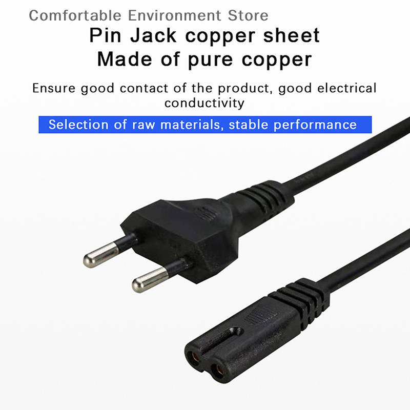 0.6m eu-skjøteledning strømkabel 8 europlugg ac-kabel til tv-skjerm strømforsyninger