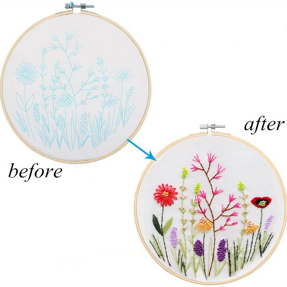 100%  mærket gør-det-selv broderi begyndersæt fortrykt blomstermønster korssting holdbart og praktisk at bruge: 3