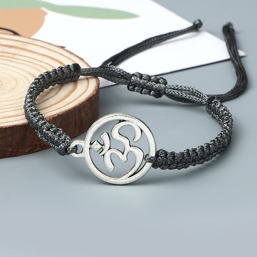 Charm OM símbolo hecho a mano cuerda trenzada ajustable rojo negro pulseras mujeres hombres joyería de de la suerte para Amiga oración