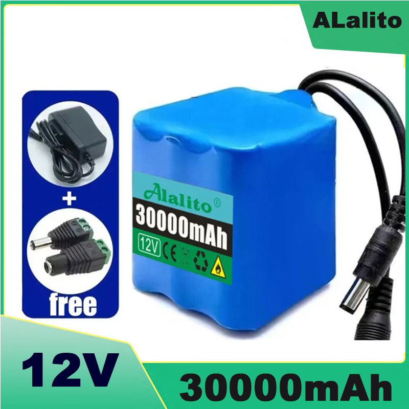 12V 3s3p 30Ah battery pack 18650 lithium ion 12V 50000mAh DC12.6V super large capacity rechargeable battery with BMS + charger