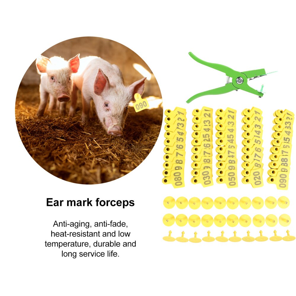 103Pcs Number Ear Tag Livestock Ear Tag Animal Ear Tag Pin Ear Tag Plier