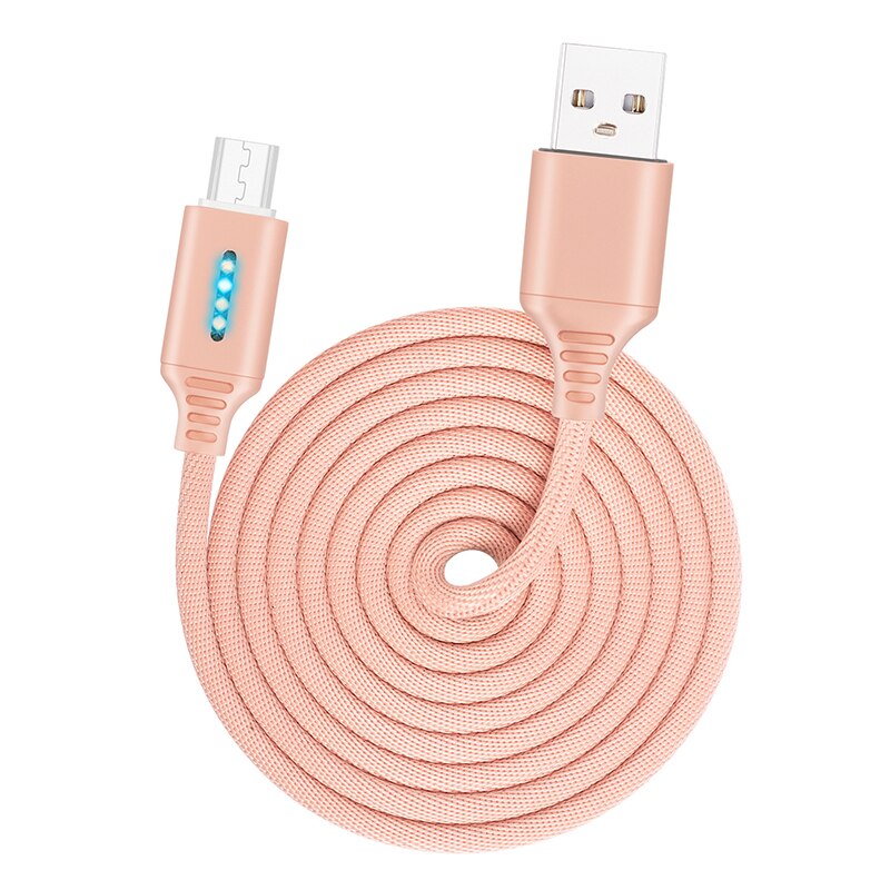 Clever Energie aus 2,4 EINE Ladung Datenkabel Für Samsung iPhone Huawei Auto Energie-aus Schutz Kabel Mit LED für Mikro USB Typ C: Rose Gold / 1m Pro Mikro