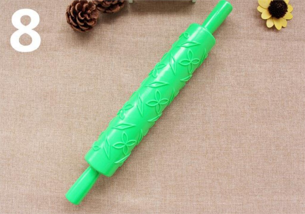 14 Styles Pastic Non-stick Fondant Cake Embossing Roller Sugarcraft Decorating Lace Rolling Pin DIY Kitchen Cooking Tool D794: 8