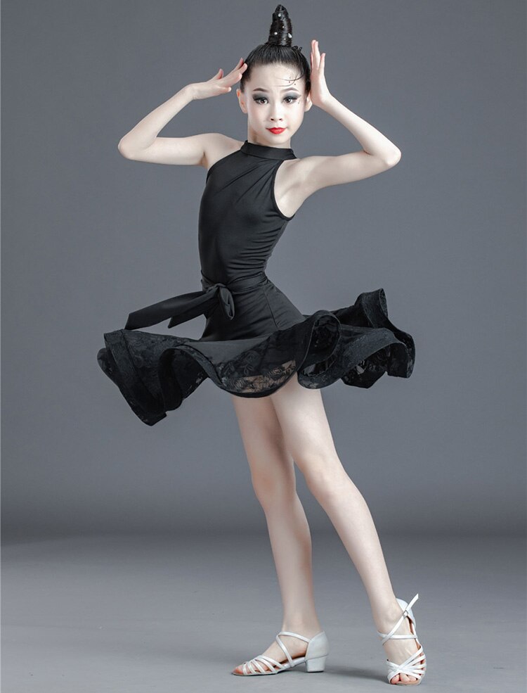 Girl Latin Dance Dress Children Lace Tassels Dress Kids Dresses For Girls Latin Training Tango Performance Clothes Cha Cha