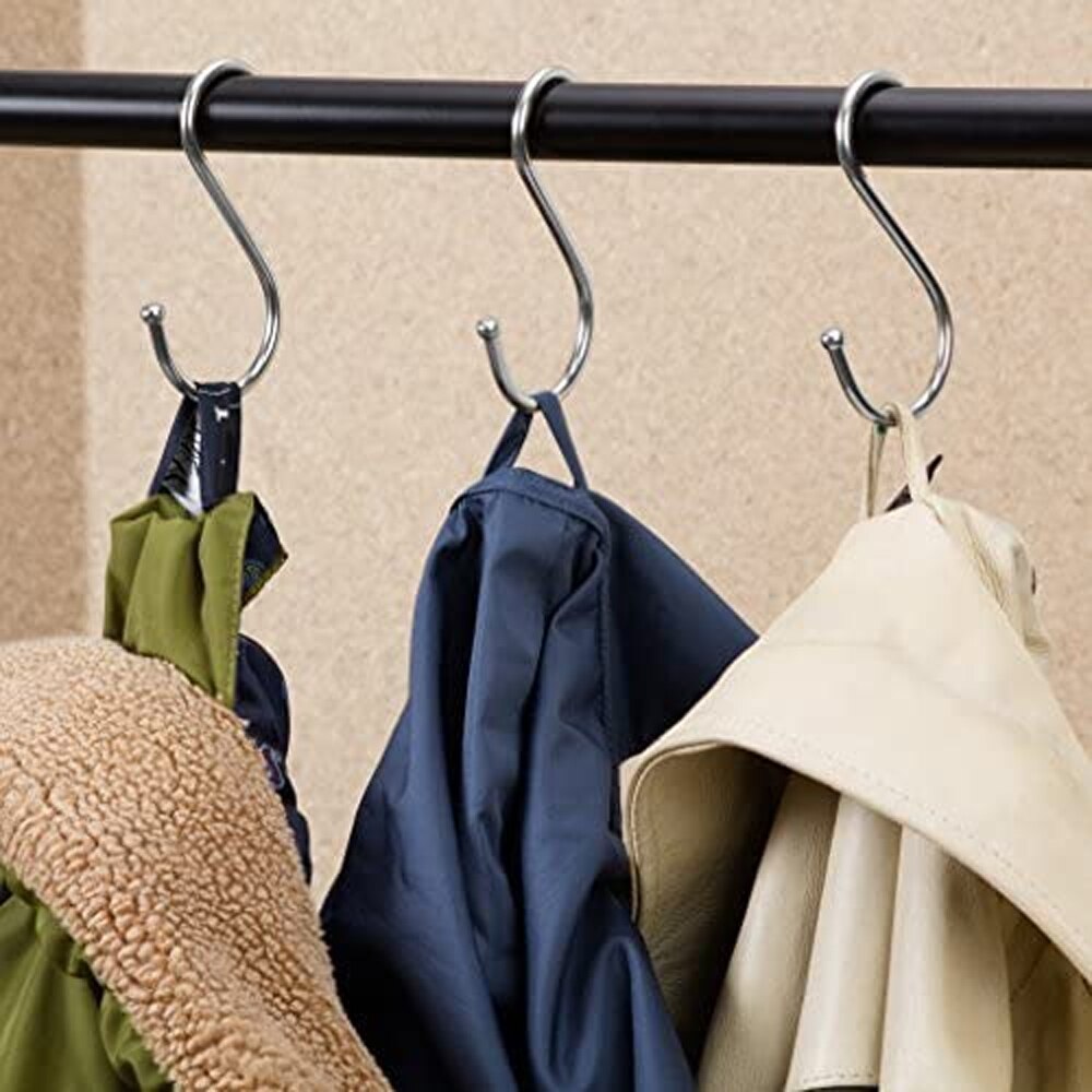 Gancho en forma de S de acero inoxidable para cocina y baño, ganchos de almacenamiento colgante con sombreado en S, gancho de almacenamiento para el hogar, soporte para estante de alta resistencia
