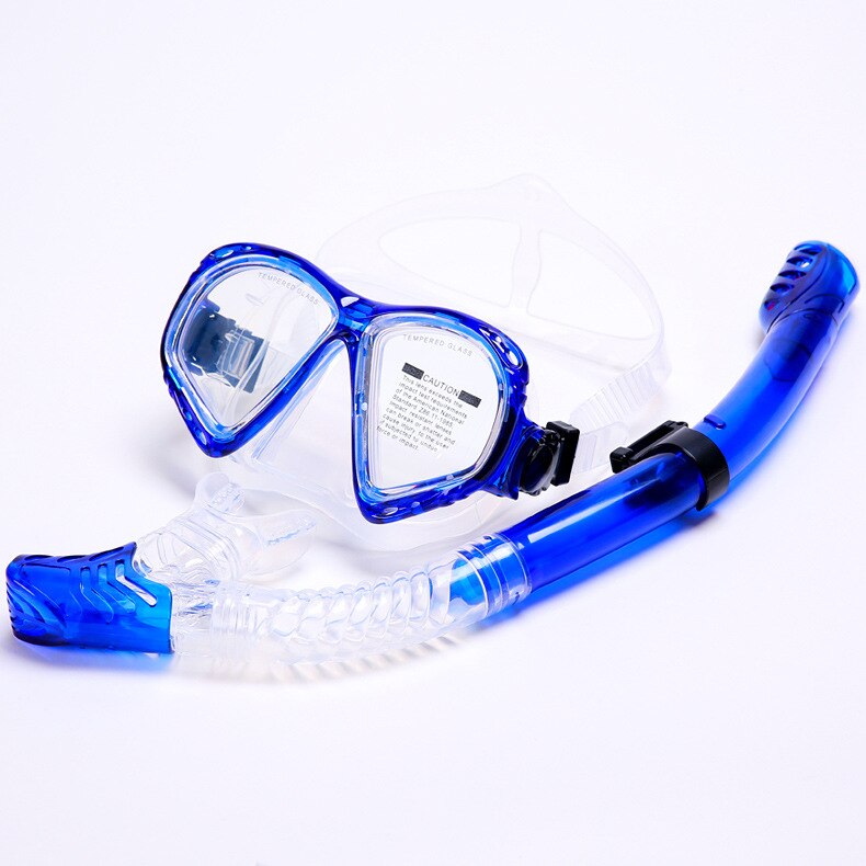 Máscara de esnórquel gafas de buceo completamente seco con soporte tubo de respiración gafas para usar bajo el agua conjunto de gafas de natación para hombres y mujeres: Blue suit (220-198)