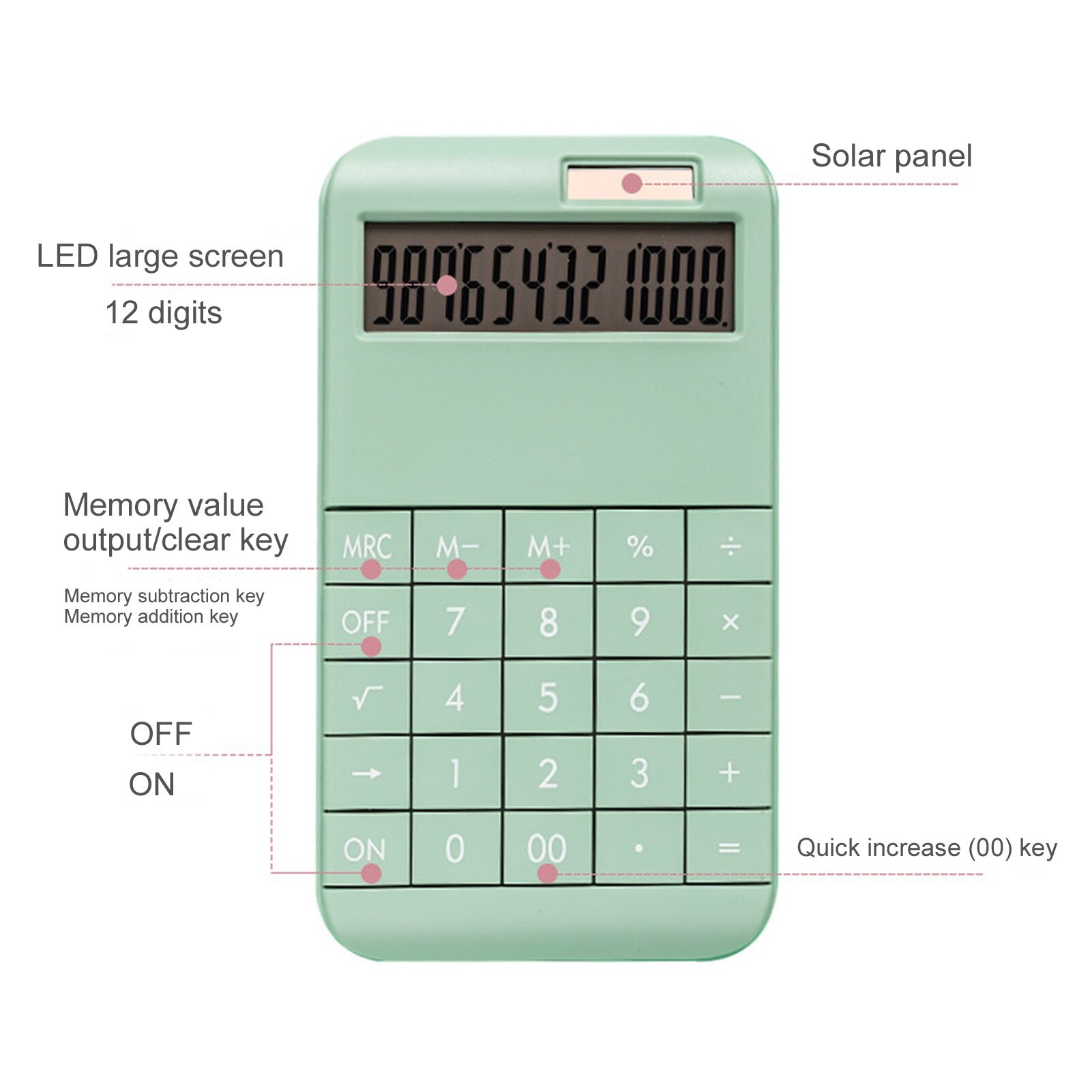 Solid Color Electronic Calculator Portable Office/student/school Calculator Calculate Powered 12 Digit Electronic Calculato