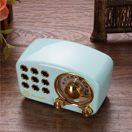 R919 Klassische retro Radio empfänger tragbare Mini Holz FM SD MP3 Radio Stereo Bluetooth Radio Lautsprecher AUX USB Aufladbare Radio: Blau