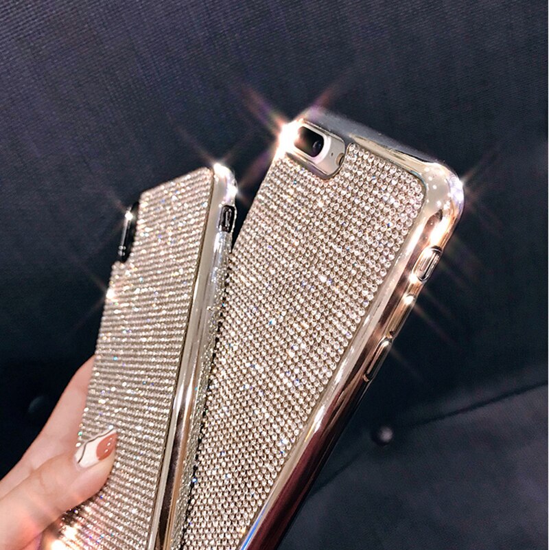 Bling Full Crystal Diamond Rhinestone Soft Electroplate Case for Samsung Galaxy S8 S9 S10 Plus S20 S10E iPhone 6 X 11 12