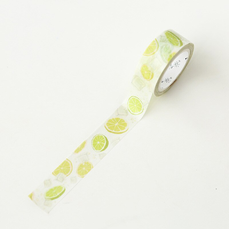 Indretning håndmalet akvarel frugt washi tape sæt citron fersken vandmelon granatæble jordbær gør-det-selv malertape papirvarer: Hvid